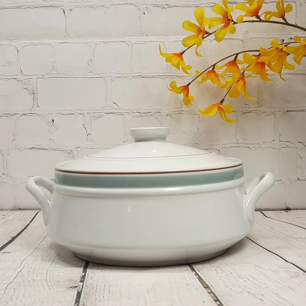 Inheritance Tableware Vintage Imperial Green Stoneware Covered Casserole Dish